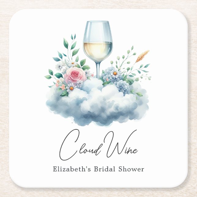 Elegantes Cloud Wine Brautparty Rechteckiger Pappuntersetzer (Vorderseite)
