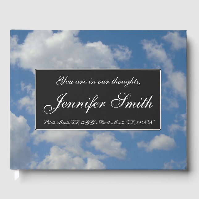 Elegantes, Cloudy Blue Sky Beileid Guestbook Gästebuch (Vorderseite)