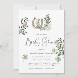 Elegantes Clover Horseshoes Botanisches Brautparty Einladung