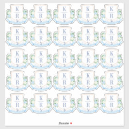Elegantes Coastal Wedding Monogram Aufkleber