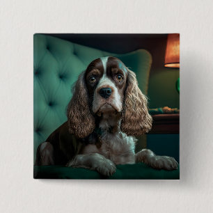 Elegantes Cocker Spaniel Klassisches Porträt-Desig Button