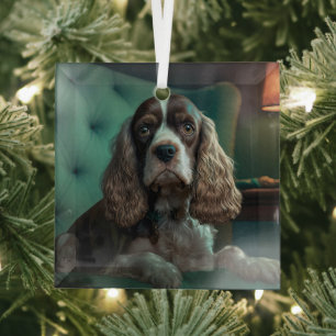 Elegantes Cocker Spaniel Klassisches Porträt-Desig Ornament Aus Glas
