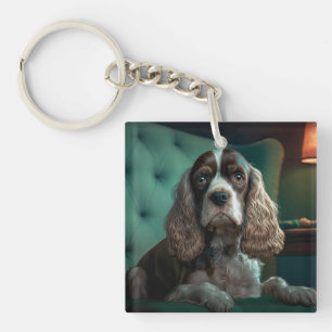 Elegantes Cocker Spaniel Klassisches Porträt-Desig Schlüsselanhänger