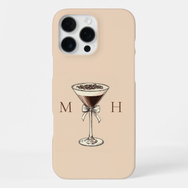 Elegantes Cocktail Coquette Bow Initials Monogramm iPhone Hülle (Rückseite)
