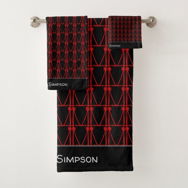 Elegantes Coconut Trees Silhouette Muster Badhandtuch Set (Insitu)