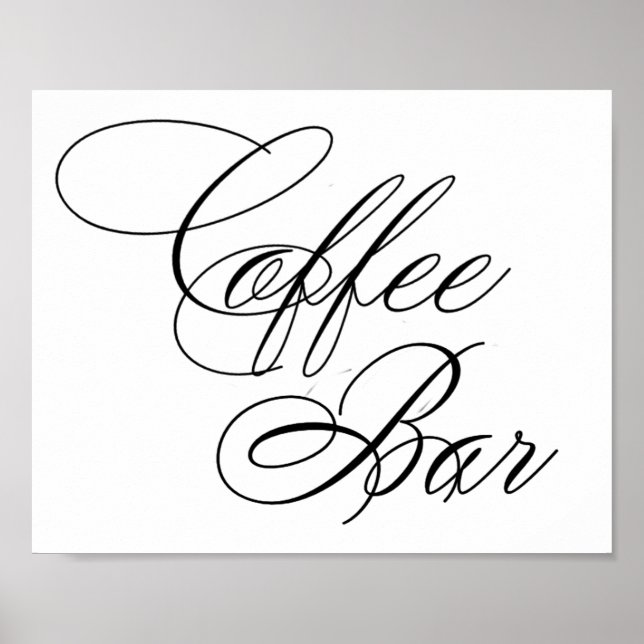 Elegantes Coffee Bar Black Script | Horizontale Ta Poster (Vorne)