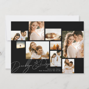 Elegantes Collage Qr Code Multi-Foto Save The Date