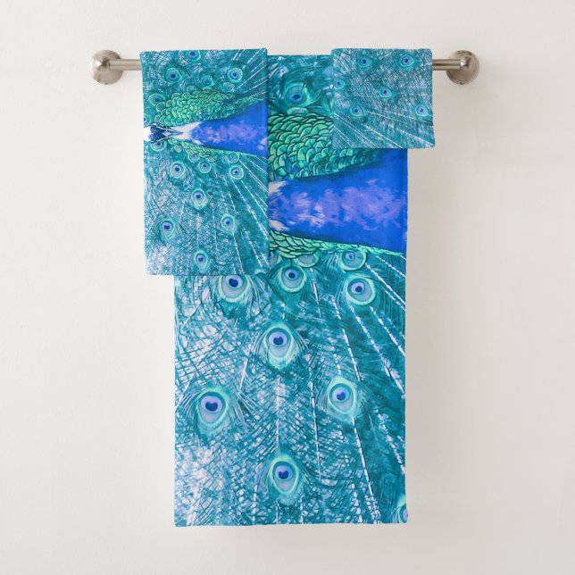 Elegantes Colorful Peacock Artwork | HandtuchSet Badhandtuch Set (Insitu)