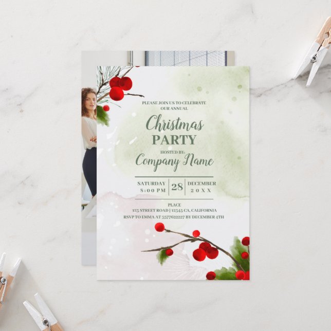 Elegantes Company Cocktail Weihnachts-Party Einladung (Vorderseite/Rückseite Beispiel)