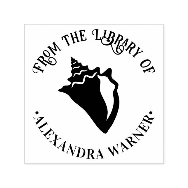 Elegantes Conch Muschel Strandbuch Permastempel (Design)