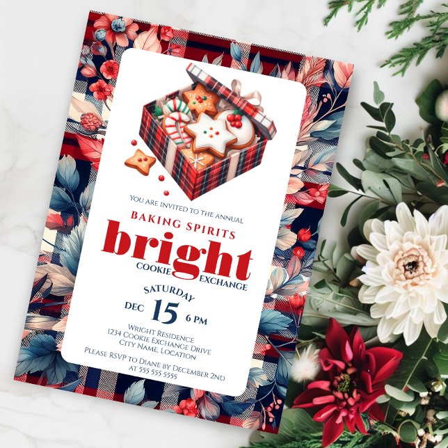 Elegantes Cookie Exchange-Party Einladung (Baking Spirits bright elegant cookie exchange party invitation.)
