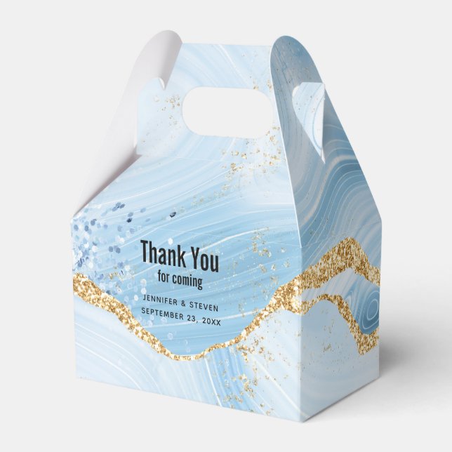 Elegantes Cooles Blue Agate mit Gold Glitzer Ribbo Geschenkschachtel (Vorderseite)