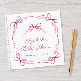 Elegantes Coquette Bows Baby Girl Shower Gästebuch Notizbuch
