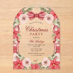Elegantes Coquette Floral Weihnachten Party Acryleinladungen