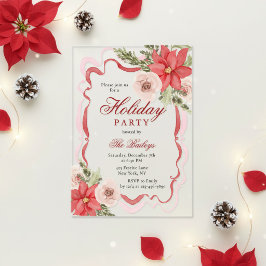 Elegantes Coquette Floral Weihnachten Party Acryleinladungen