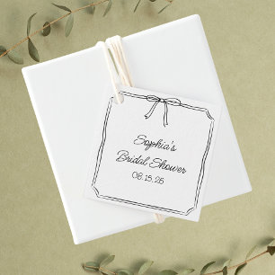 Elegantes Coquette Hand Drawn Bow Niedliches Braut Geschenkanhänger
