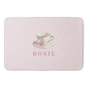 Elegantes Coquette Preppy Pink Teacup mit Bow Badematte