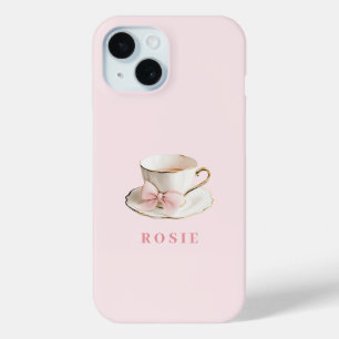Elegantes Coquette Preppy Pink Teacup mit Bow Case-Mate iPhone Hülle