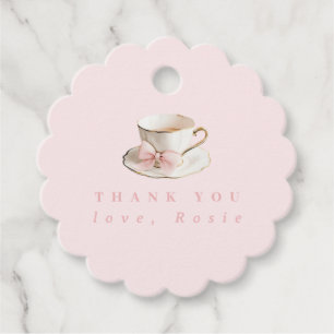 Elegantes Coquette Preppy Pink Teacup mit Bow Geschenkanhänger