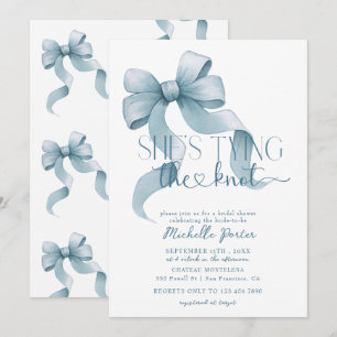 Elegantes Coquette Ribbon Bow Blue Brautparty Einladung