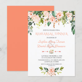 Elegantes Coral Blume Probe Abendessen Einladung
