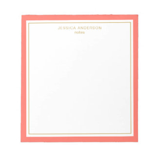Elegantes Coral Gold Personalisiert Notizblock