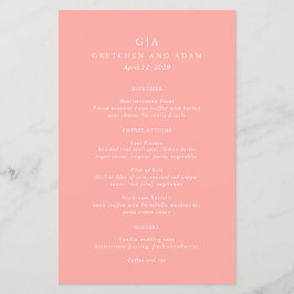 Elegantes Coral Pink Modern Wedding Menu