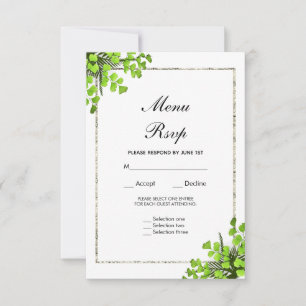Elegantes Corner Fern Decoration Wedding Menu UAWG RSVP Karte
