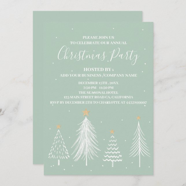 Elegantes Corporate Office Weihnachts-Party Einladung (Vorne/Hinten)