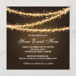 Elegantes Corporate Party Gold String Lights Einladung