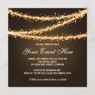Elegantes Corporate Party Gold String Lights Einladung