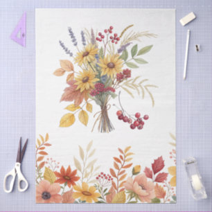 Elegantes Cottagecore-Herbstblumenstrauß-Dekupierb Seidenpapier
