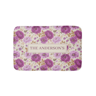 Elegantes Cottagecore-Lila-Blumenmuster Badematte