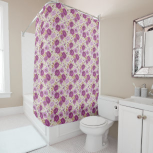 Elegantes Cottagecore-Lila-Blumenmuster Duschvorhang