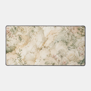 Elegantes Cottagecore-Marmor-Botanik-Technik Schreibtischunterlage