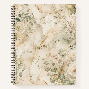 Elegantes Cottagecore-Marmor-Botanik-Wohndesign Notizbuch