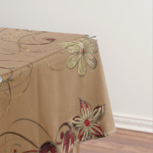 Elegantes Cotton Tablecloth Rot/Silber/Gold