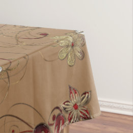 Elegantes Cotton Tablecloth Rot/Silber/Gold Tischdecke