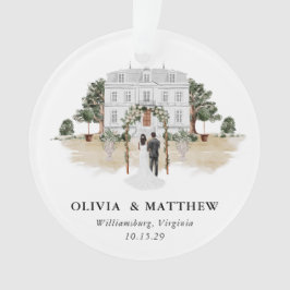 Elegantes Country Manor Wedding Foto Keepake Ornament