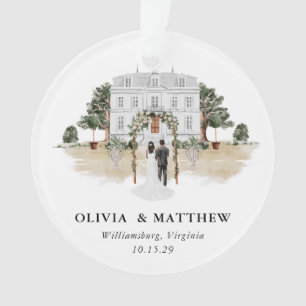 Elegantes Country Manor Wedding Foto Keepake Ornament