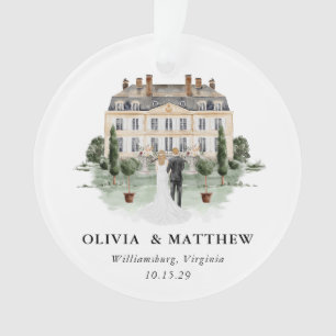 Elegantes Country Manor Wedding Foto Keepake Ornament