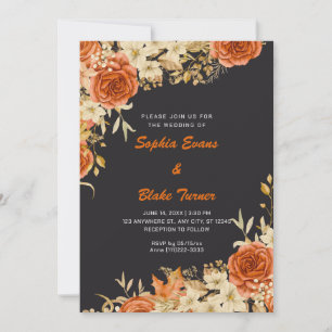 Elegantes Country Orange Rose Grau Wedding Einladung