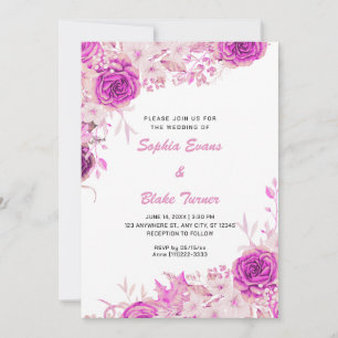 Elegantes Country Pink Roses White Wedding Einladung