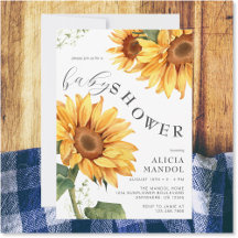 Elegantes Country Sunflower Baby Dusche