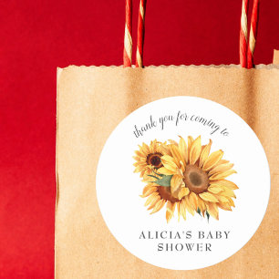 Elegantes Country Sunflower Baby Dusche Runder Aufkleber