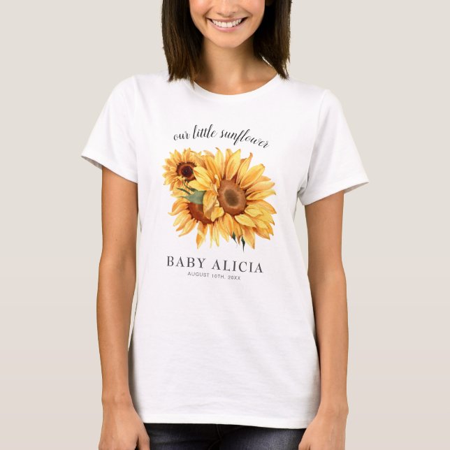 Elegantes Country Sunflower Baby Dusche T-Shirt (Vorderseite)