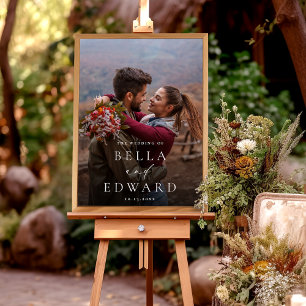 Elegantes Couple Foto Wedding Welcome Sign Poster