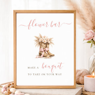 Elegantes Cowgirl-Baby-Shower-Blumenbar-Tischschil Poster
