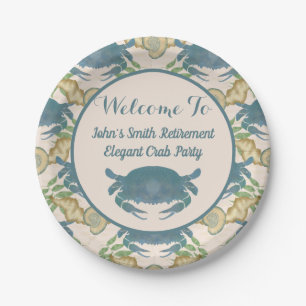 Elegantes Crab Feast Watercolor Blue Crabs, Seashe Pappteller