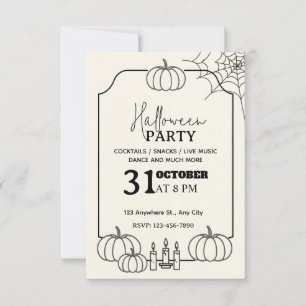 Elegantes Cream & Black Halloween-Party Einladung